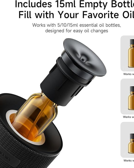 Waterless Car Diffuser & Home Aromatherapy Diffuser with Ignition-Activated Start/Stop | Cordless Portable Car Air Freshener for Essential Oils 5/10/15ml | Adjustable Scent, 2-in-1 Home/Car Mode