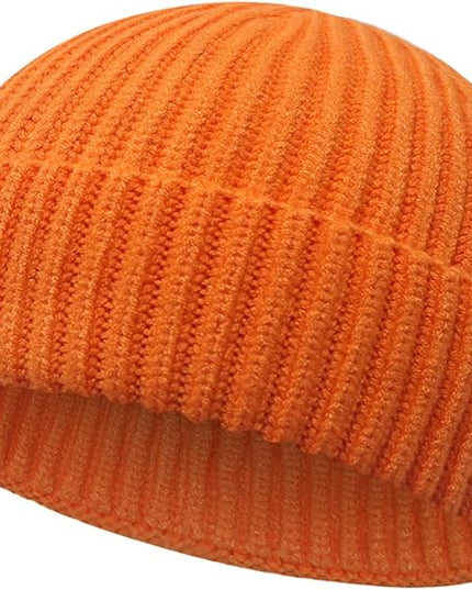 Wool Fisherman Beanies for Men Women Short Cuff Knit Beanie Winter Warm Hats Trawler Hat Stylish Watch Cap