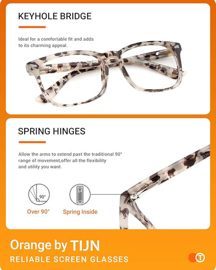 TIJN Blue Light Blocking Glasses for Women Men Clear Frame Square Nerd Eyeglasses Anti Blue Ray Computer Screen Glasses