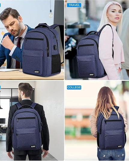 School Backpack for Teen Boys, 17.3 Inch Laptop, USB Charging Port, Anti-Theft & Water-Resistant College Bookbag, Durable Student Backpack for High School and University, Blue