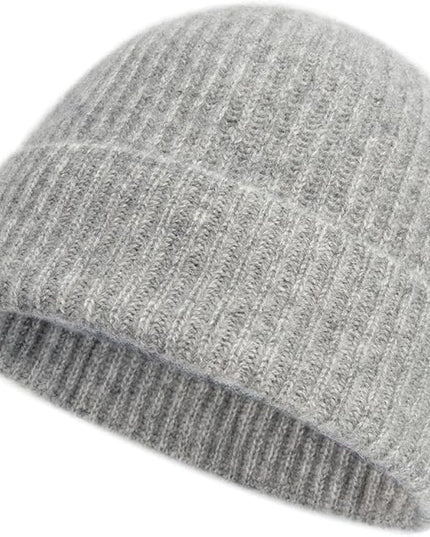 Villand 100% Cashmere Ribbed Cuffed Hat for Men, Ultra-Soft Men's Pure Cashmere Winter Ski Beanie