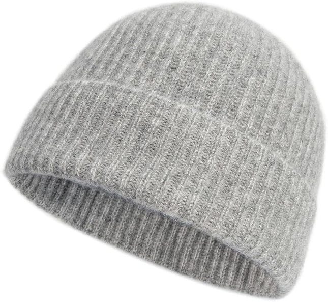 Villand 100% Cashmere Ribbed Cuffed Hat for Men, Ultra-Soft Men's Pure Cashmere Winter Ski Beanie