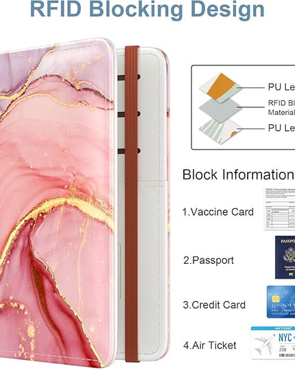 Passport Holder for Travel Essentials, Passport Wallet Cover Case for Travel Must Haves Accessories, Passport Book Holders for Women and Men, Purple Marble