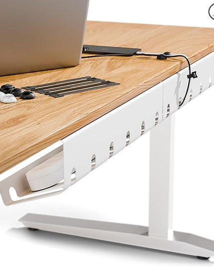 PAMO Cable Management Under Desk for Easy mounting Under-Table I Set of 2 - with 10X Cable Ties I Desk Organizer for Office/Home Office Table Thoughtful Cable Tray Holder