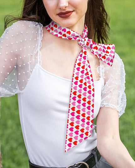 Valentine Red Hearts Bandanas Head Scarf For Women Hair Scarves Accessories Lightweight Fashion Wrap Neck Headscarf