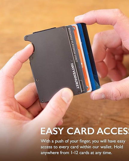 Hayvenhurst Wallet For Men - Reinvented Design Men's Wallet - Slim, Minimalistic & Seamless Card Case, Blocks RFID Scanners, Holds 12 Cards (Iron)