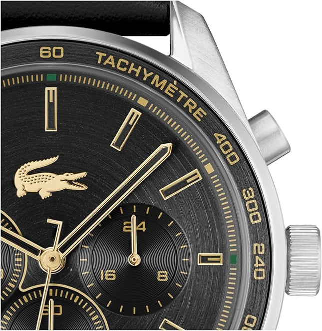 Lacoste Boston Men's Chronograph Watch - Classic Stainless Steel - Tachymeter - Water Resistant up to 5ATM/50 Meters - Modern Design for Him - 42mm