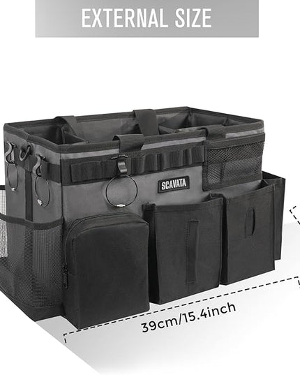 Wearable Cleaning Caddy Bag, Cleaning Caddy Supplies Organizer with Handle & Shoulder Straps for Housekeepers, Under Sink & Car Cleaning Tool Organizers with 4 Foldable Divider (GraphiteGrey)