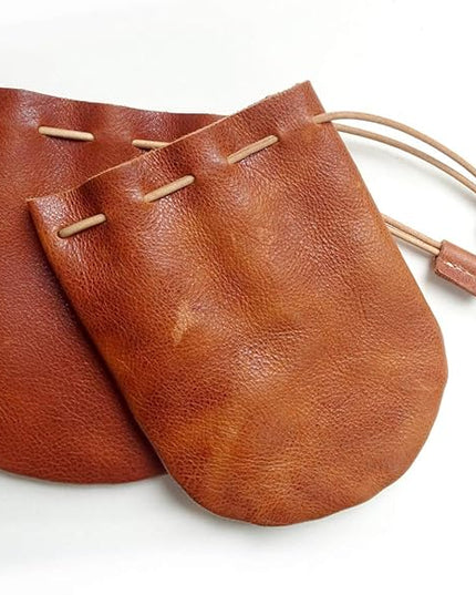 Fantastic Workmanship Genuine Leather Drawstring Coin Purse
