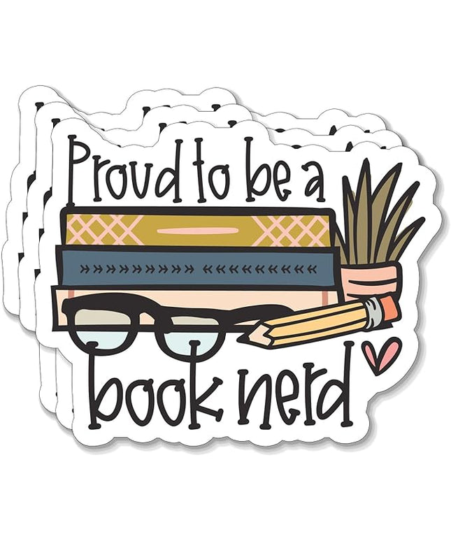 (3PCS) Proud to be a Book Nerd Sticker for Phone Tablet Laptop Car Truck Window | 3" Sticker