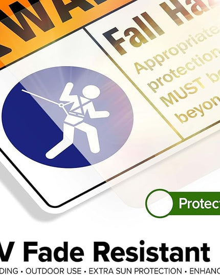 Warning Fall Hazard Appropriate Fall Protection Equipment Sign, 10x7 Inches, 4 Mil Vinyl Decal Stickers Weather Resistant, Made in USA by My Sign Center