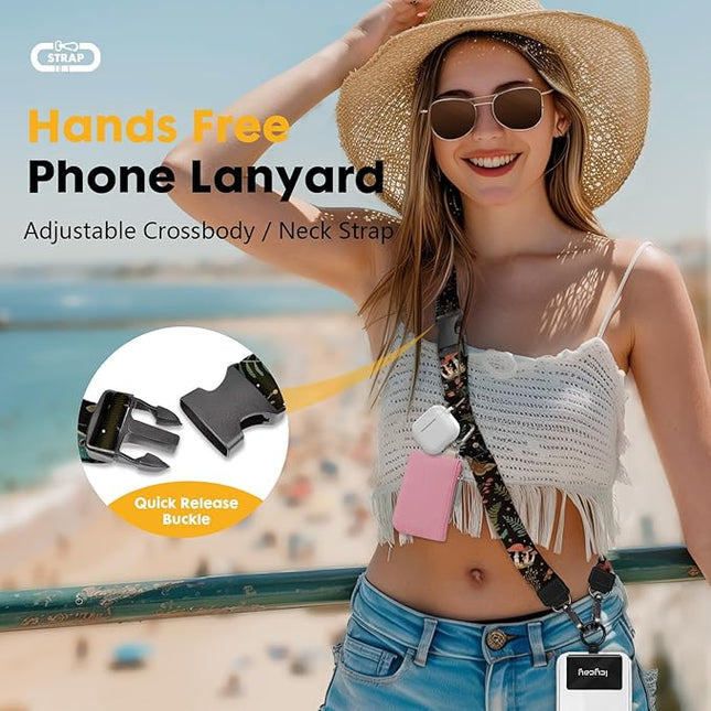 Phone Lanyard Crossbody, Butterfly Cell Phone Strap for Around The Neck Adjustable, Mushroom Flower Teacher Anti Theft Cute Lanyard for iPhone Case ID Holder Keys Accessories Travel Essential