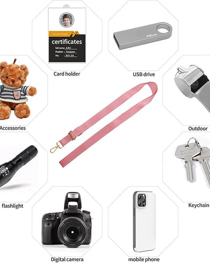 Phone Lanyard,Adjustable Neck Strap Crossbody Nylon Lanyard with Wrist Strap for All Smartphone,Keys,Card Holder and Personal Effects (Solid Pink)