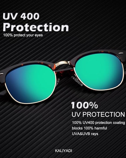 KALIYADI Polarized Sunglasses for Men and Women Semi-Rimless Frame Driving Sun glasses UV Blocking