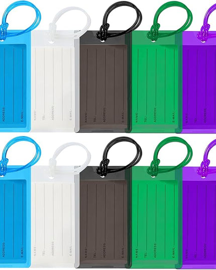 10 Pack Luggage Tags for Suitcases, Airplane Travel Essentials for Flying, International Travel Must Haves, and Luggage Accessories by Sodsay