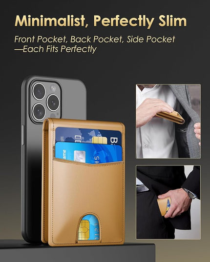 QLD Wallet for Men - RFID Blocking [Functional & Practical] Bifold Slim Minimalist Credit Card Holder Pop Up Metal Case with Cash Slot Front Pocket with ID Window, Gift Boxed (Brown)