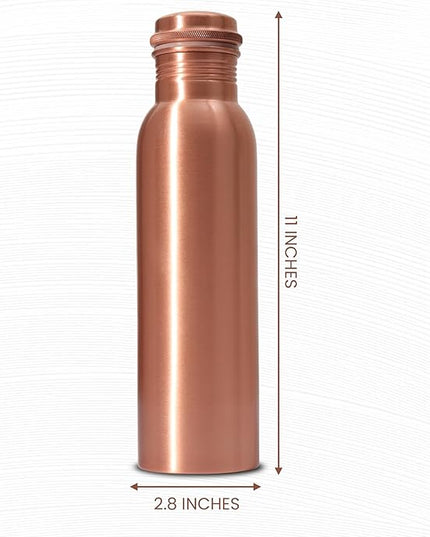34 Oz Pure Copper Water Bottle – Leak-Proof Hammered Design with Tumbler, Carrying Bag & Smooth Finish Decorative – Copper Water Bottle