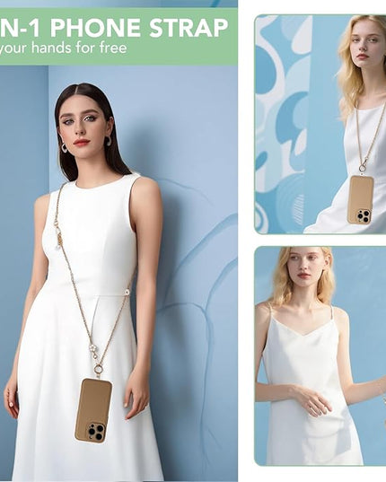 3-in-1 Versatile Phone Lanyard Crossbody,Cute Cell Phone Wristlet Strap with Wallet Pouch,Clip and Go Strap Chain for Phone