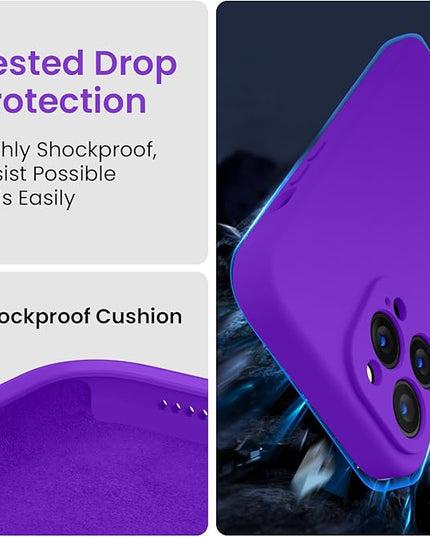 FireNova Designed for iPhone 13 Pro Max Case, Silicone [Camera Protection] Phone Case with [2 Screen Protectors], Soft Anti-Scratch Microfiber Lining Inside, 6.7 inch, Neon Purple