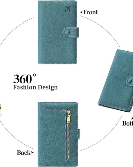RFID Blocking Passport Wallet Cover Case Travel Document Organizer for Women and Men,Travel Wallet for Credit Card