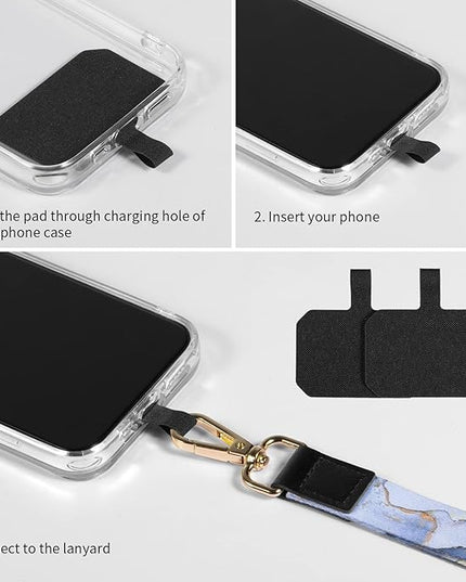 Cell Phone Lanyard, 1x Wrist Lanyards, 1x Adjustable Crossbody Shoulder Neck Strap with 2X Phone Tether Tabs Universal Lanyard for Keys, ID Badges, Card Holder, Most Smartphones (Marble)