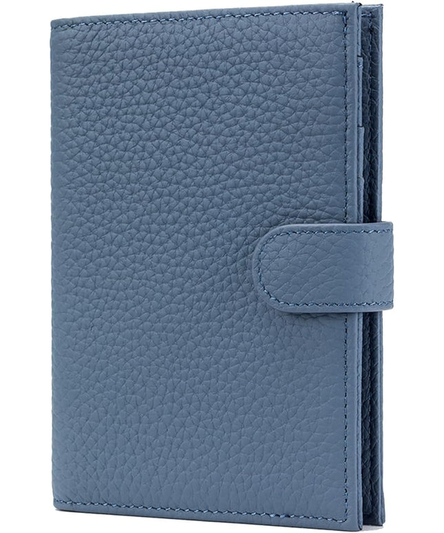 RFID Slim Passport Holder for Man & Women, Compact Leather Passport Wallet with Card Holders SIM Slots, Zippered Coins Pocket and Cash Holder Travel Passport Cover Case, Dark Blue