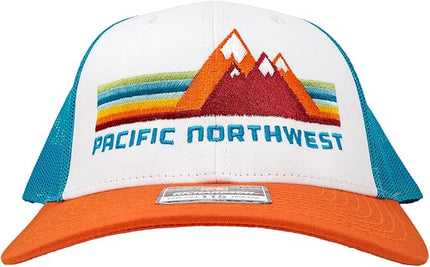 Pacific Northwest Trucker Hat - Richardson 115 Embroidered Snapback Cap for Men & Women - Hiking, Camping & Outdoor Adventure