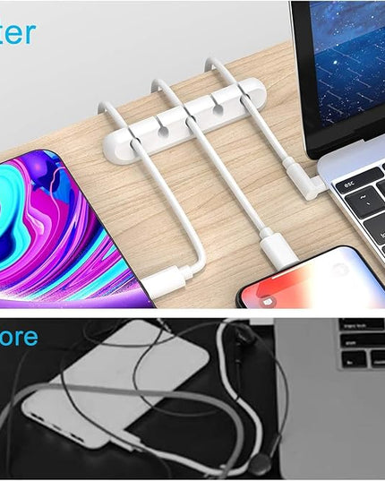 Cord/Cable Organizer White Cord Holder, Wire Organizer USB Cable Management Cord Keeper, 3 Packs Cable Clips for Car Home and Office (7, 5, 3 Slots)