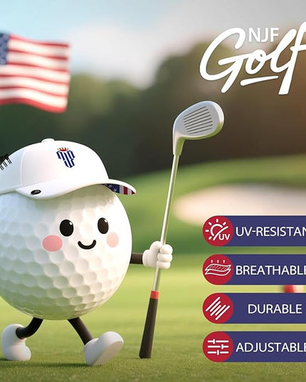 NJF Golf™ Hat Men - Breathable Mens Golf Hats, Adjustable Rope Snapback Cap, Convenient Cap with Tee Holder