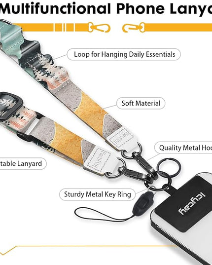 Phone Lanyard Crossbody, Mountain Cell Phone Strap for Around The Neck Adjustable, Anti Theft Cute Lanyard for iPhone Case ID Holder Keys Accessories Travel Essential