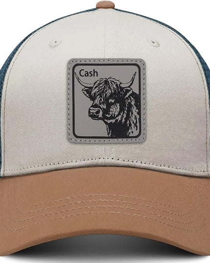 Animal Trucker Hats Leather Pattern Adjustable Snapback Mesh Animal Baseball Cap for Men