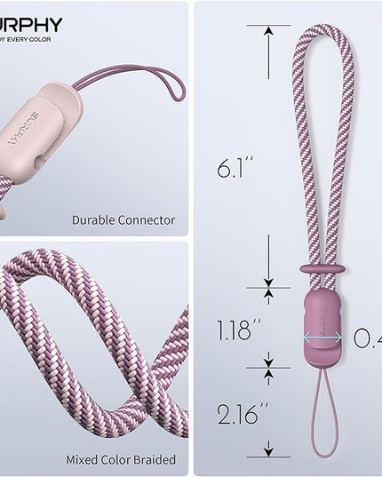 SURPHY 2 Pack Phone Lanyard for Cellphone Case, Phone Wrist Strap for Case, Cellphone Strap with 2-Color Braided, Charm Wrist Lanyard for Women, Cellphone Wrist Lanyard for Women, Pink & Lilac Purple