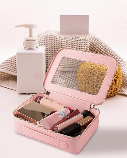 Aveniee Clear Makeup Bag Organizer, Travel Toiletry Bag for Women, Waterproof Cosmetic Pouch with Zippers,Car Accessories Organizers and Storage Case,Pink