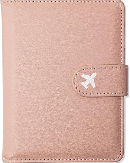 Passport Holder, Travel Wallet Cover with Pen Loop | Cute RFID Blocking Leather Case with Magnetic Closure for Travel Essentials-Pink