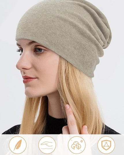 Senker Fashion Slouchy Beanie Hats for Women Men, Chemo Headwear Cotton Beanies Soft Lightweight Chemo Skull Cap Elastic