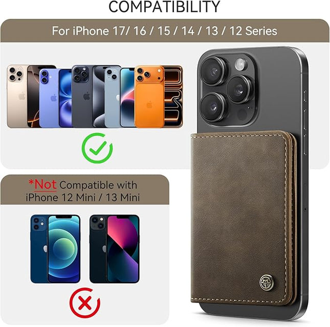 Defencase for Magsafe Wallet Magnetic Card Holder RFID Blocking, PU Leather Minimalist Phone Wallet for MagSafe Phones and Cases for iPhone 17/16/ 15/14/ 13/12/ Pro/Max/Plus/Air, Retro Brown