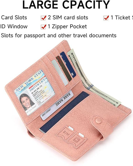RFID Blocking Passport Wallet Cover Case Travel Document Organizer for Women and Men,Travel Wallet for Credit Card