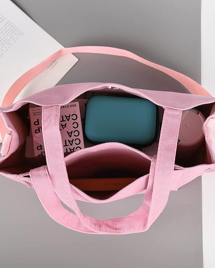 Valleycomfy Corduroy Tote Bag for Women Travel Crossbody Bag Purse Women Shoulder Bags Work Handbags Everyday Hobo Bag