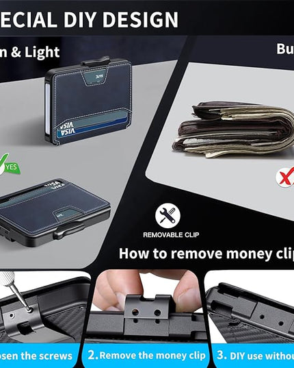 SEMORID Wallet for Men, Mens Wallet Minimalist Slim Wallet, RFID Blocking Smart Pop Up Wallet with Money Clip & ID Window, Metal Compact Wallet, Aluminum Credit Card Holder Wallet