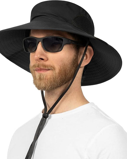 SUN CUBE Wide Brim Sun Hat Men Women, Fishing Hats Sun UV Protection, Mens Hiking Bucket Hat Safari Beach Boonie, UPF 50+