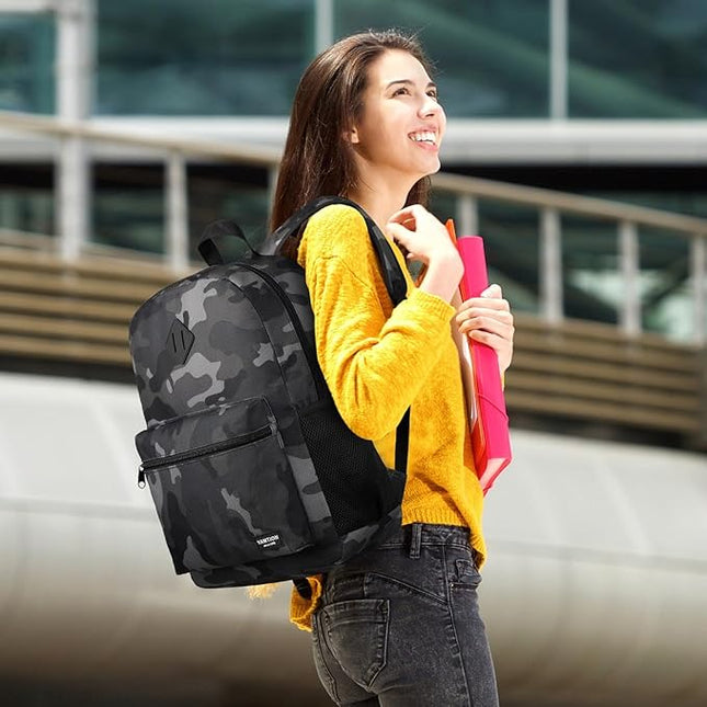 YAMTION School Backpack,Classic Bookbag Men and Teen Boy Schoolbag with USB Charging Port for High School College Office Work Travel