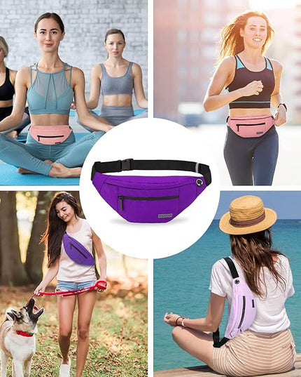 MAXTOP Large Crossbody Fanny Pack with 4-Zipper Pockets,Gifts for Enjoy Sports Festival Workout Traveling Running Casual Hands-Free Wallets Waist Pack Phone Bag Carrying All Phones