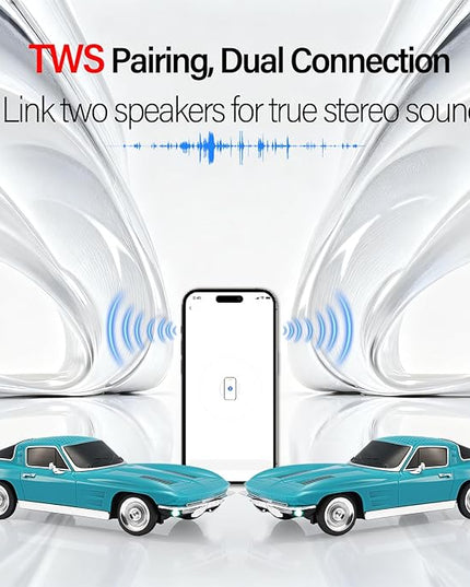 Retro American Style car Bluetooth Speaker, Portable Wireless Outdoor Speaker, TWS Stereo, Support USB/TF/AUX, Party Bluetooth Speaker with Microphone,Classic car Gifts for Men(Green)