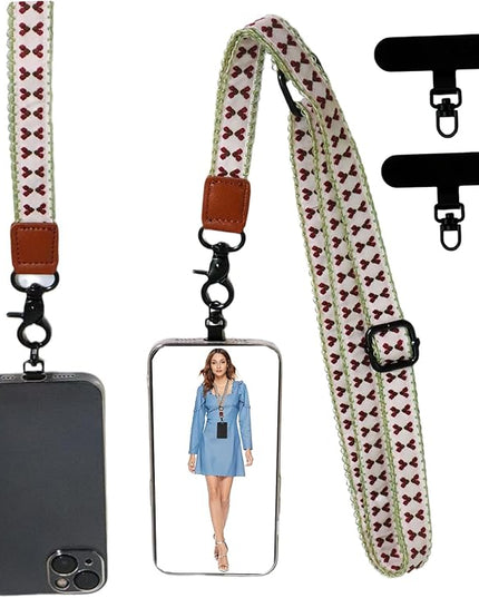 Adjustable Lanyard for Phone, Camera, Name Tags, ID card, Keychain and Wristlet Straps with 2 phone pads(Black)