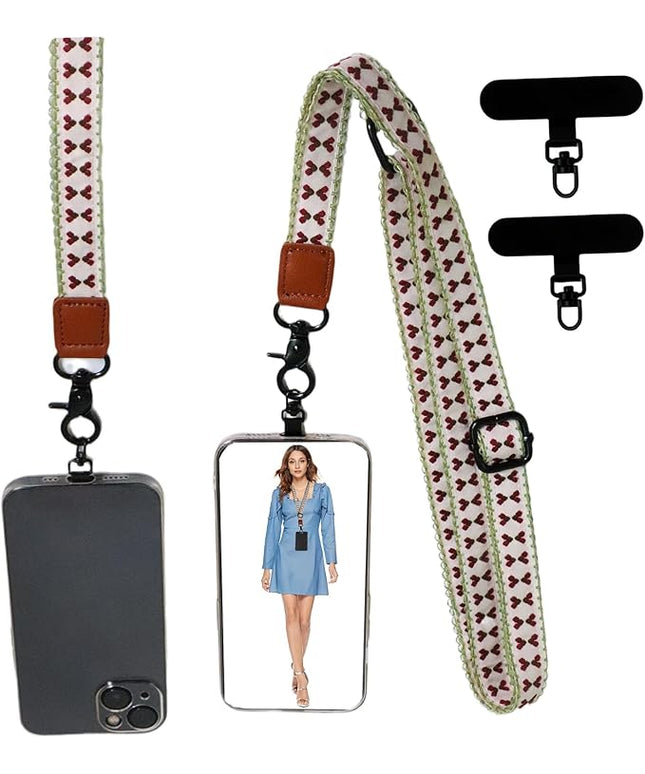 Adjustable Lanyard for Phone, Camera, Name Tags, ID card, Keychain and Wristlet Straps with 2 phone pads(Black)