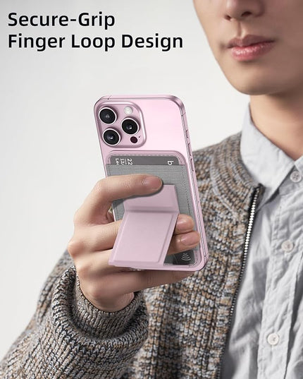 Magsafe Wallet with Angle Adjustable Stand, Magnetic Card Holder for iPhone 16/15/14/13/12 Series (Not for iPhone Mini), 1 Slot, 6 Cards, Pink