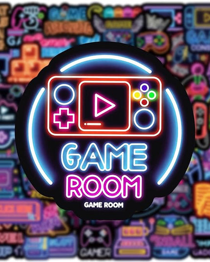 50Pcs Neon Game Stickers, Video Game Stickers, Gamer Waterproof Vinyl Decals for Laptop, Water Bottle, Skateboard, Gamer Decor, Party Favors Gifts