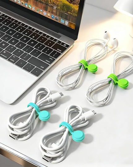 10 Pcs Reusable Magnetic Cord Organizers, Silicone Magnetic Cable Ties with Strong Magnets for Cable Bundling & Holding Bookmarks - Cord Ties for Electronics - Suitable for Office, Home, School