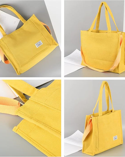 Valleycomfy Corduroy Tote Bag for Women Travel Crossbody Bag Purse Women Shoulder Bags Work Handbags Everyday Hobo Bag