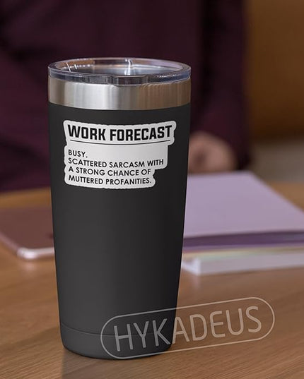 (3Pcs) Work Forecast Busy Scattered Sarcasm Stickers Funny Office Humor Sarcastic Work Mood Quote Vinyl Decals for Laptop, Water Bottle, Desk, Planner, 3" x 1.8"